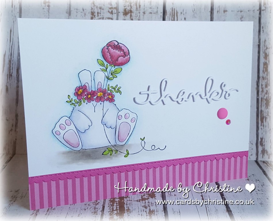 bellarific friday with Stamping Bella AUG 18 2017- rubber stamp used: THE BUNNY WOBBLE and the PEONY, card by Christine LEVISON