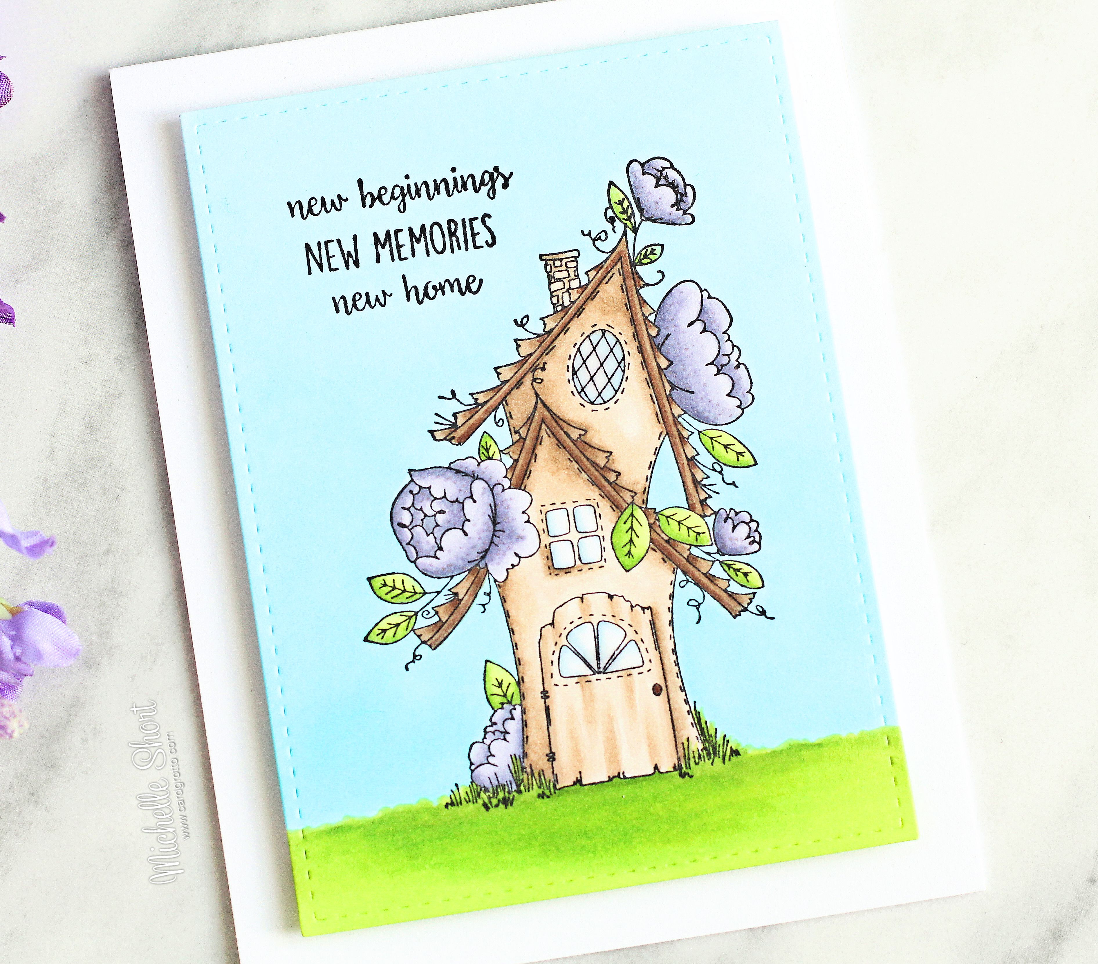 Stamping Bella WONDERFUL WEDNESDAYS WITH: Rubber stamp used: Tiny Townie Fairy Garden Fairy house.. card by Michelle Short