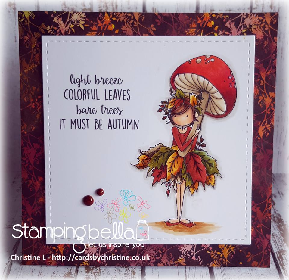 bellarific friday SEPTEMBER 1st 2017 rubber stamp: TINY TOWNIE AUTUMN LOVES AUTUMN. CARD BY  Christine Levison