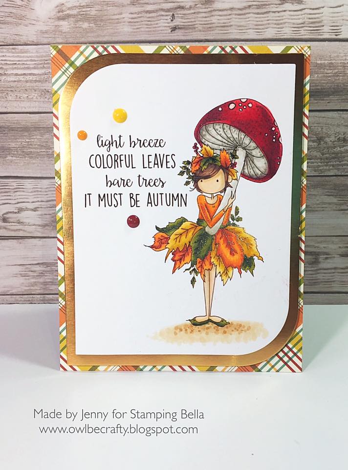 bellarific friday SEPTEMBER 1st 2017 rubber stamp: TINY TOWNIE AUTUMN LOVES AUTUMN. CARD BY JENNY BORDEAUX