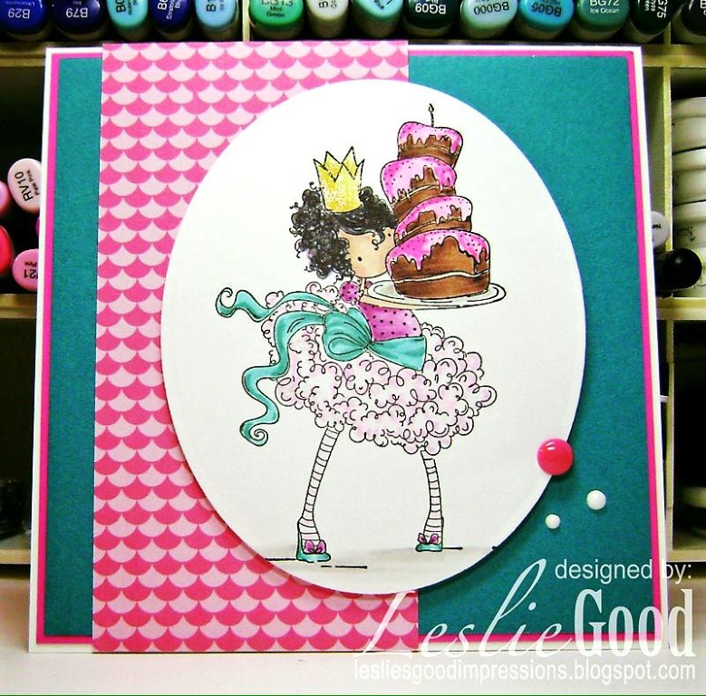 Bellarific Friday challenge with STAMPING BELLA- Rubber stamp used: TINY TOWNIE BREE loves BUTTERCREAM card made by Leslie Good