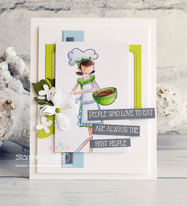 Bellarific Friday challenge with STAMPING BELLA- Rubber stamp used: UPTOWN GIRL CHANEL THE CHEF card made Inge GROOT