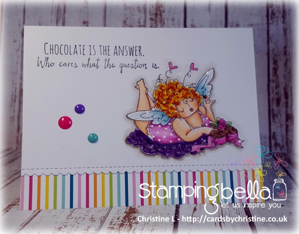 Bellarific Friday challenge SEPTEMBER 22 2017- RUBBER STAMP USED: EDNA LOVES CHOCOLATE, card by Christine Levison