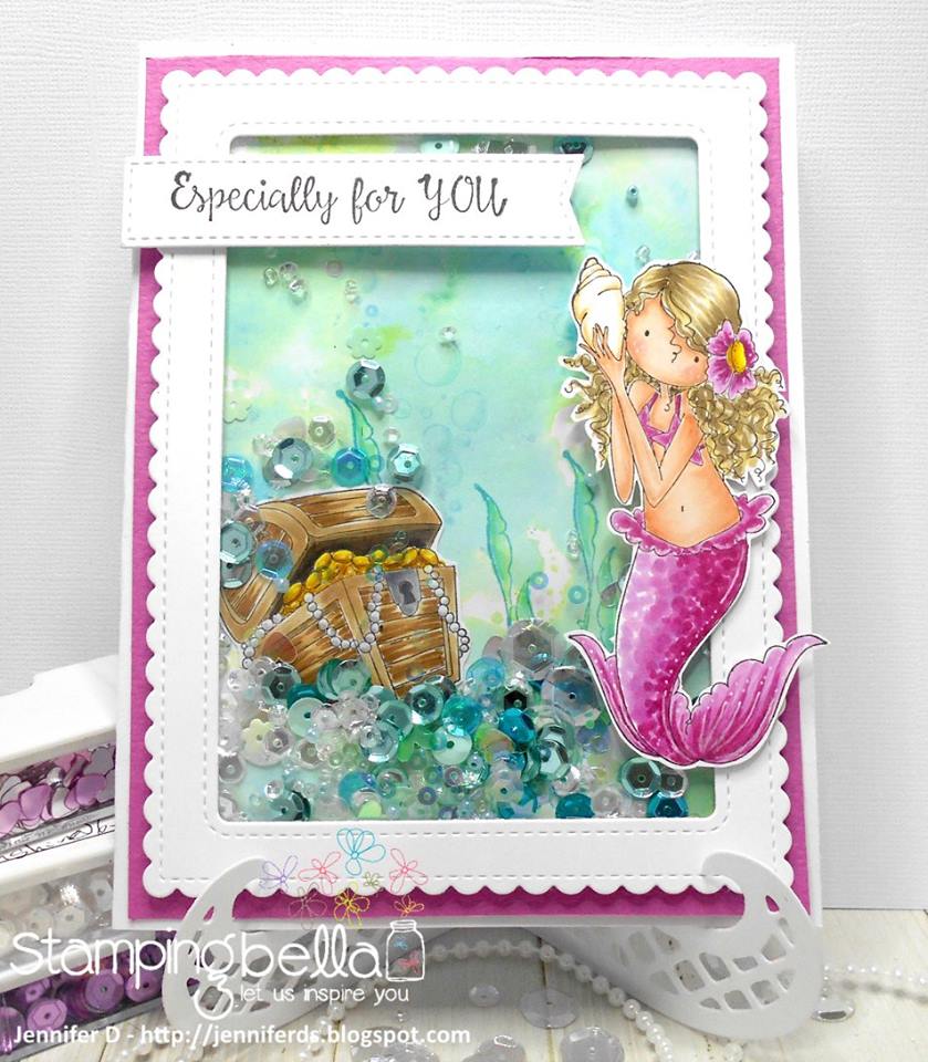 Bellarific Friday with STAMPING BELLA SEPT 15th 2017- RUBBER STAMP USED TINY TOWNIE MERMAID SET card by JENNY DIX