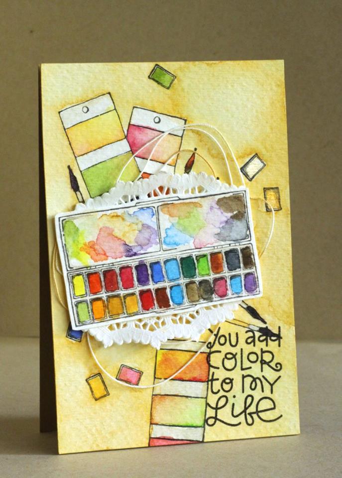 stampingbella BELLARIFIC FRIDAY SEPT 8th 2017 - RUBBER STAMP: RECTANGULAR PALETTE and PAINT CHIPS, card by ALICE WERTZ
