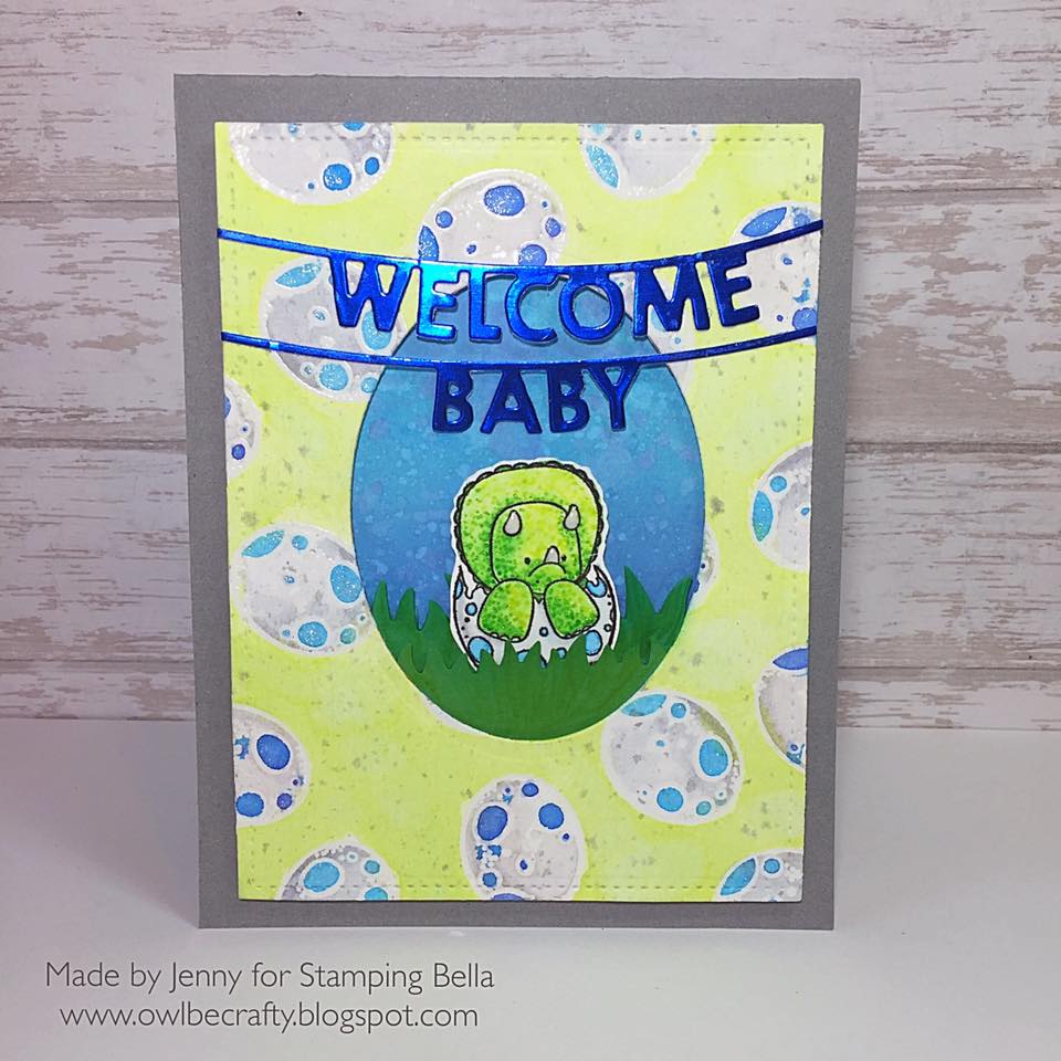  Bellarific Friday with STAMPING BELLA SEPT 15th 2017- RUBBER STAMP USED SET OF DINOSAURS card by JENNY BORDEAUX