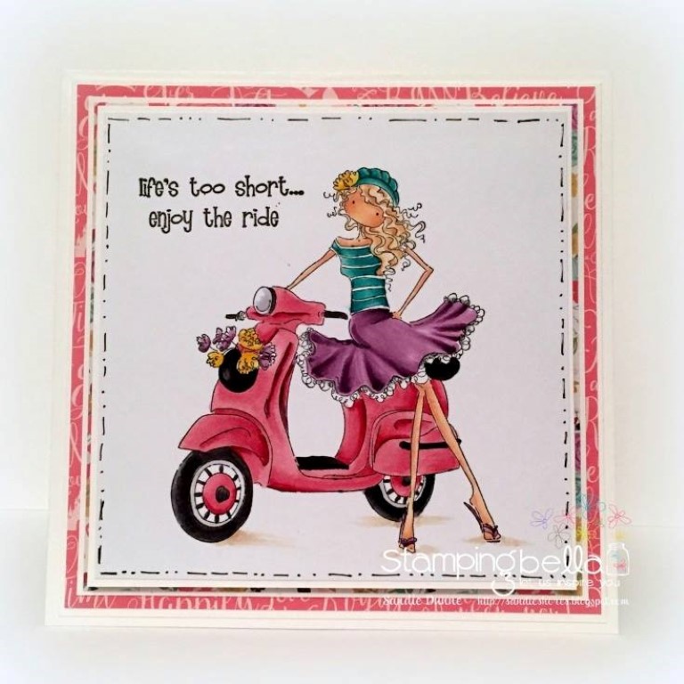 Bellarific Friday challenge SEPTEMBER 22 2017- RUBBER STAMP USED: VIENNA and her VESPA, card by Sandie Dunne