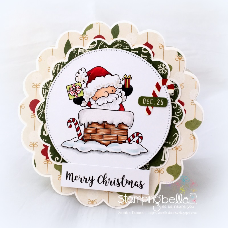 Stamping Bella Rubber stamp: THE LITTLES SANTA HAS ARRIVED card by Sandie Dunne