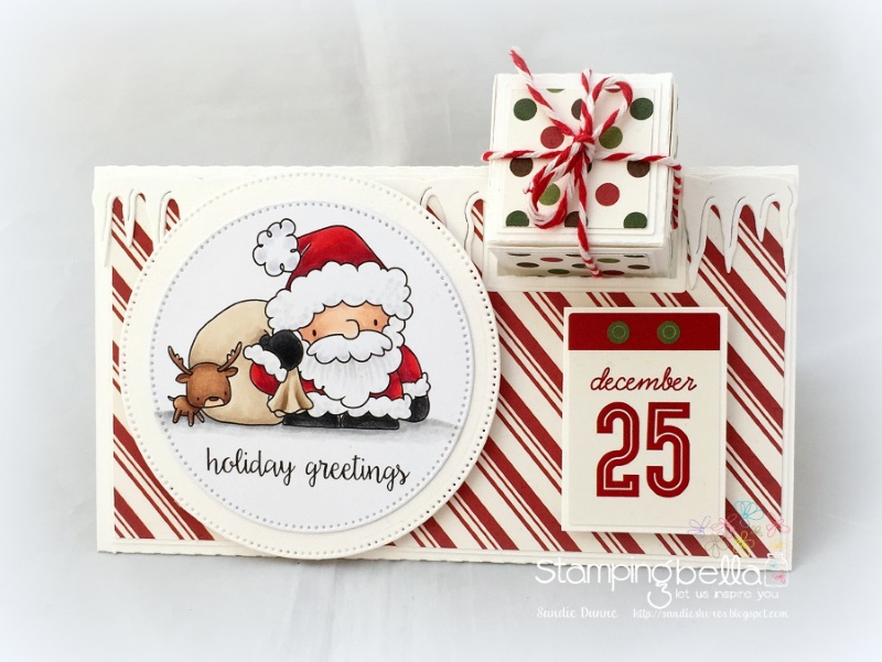 www.stampingbella.com :RUBBER STAMP FEATURED: THE LITTLES SANTA'S LOOT. Card by Sandie Dunne