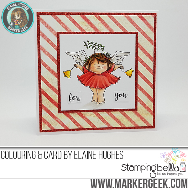 Stamping Bella RUBBER STAMPS: Stamps used: SQUIDGY ANGEL ORNAMENT and BELLS set card by Elaine Hughes