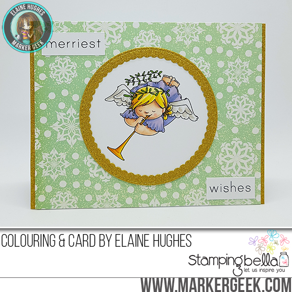 Stamping Bella RUBBER STAMPS: Stamps used: SQUIDGY ANGELS CURTSY and TRUMPET set CARD by Elaine Hughes