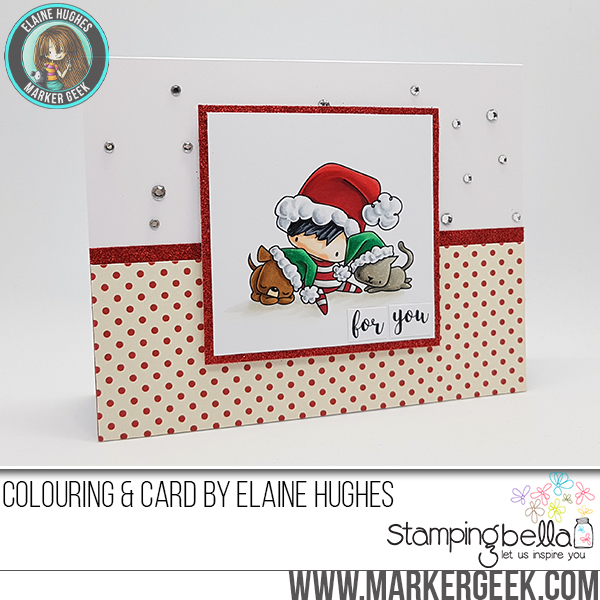 STAMPING BELLA HOLIDAY 2017 RELEASE: RUBBER STAMPS USED: THE LITTLES CHRISTMAS BOY WITH PETS CARD BY Elaine Hughes