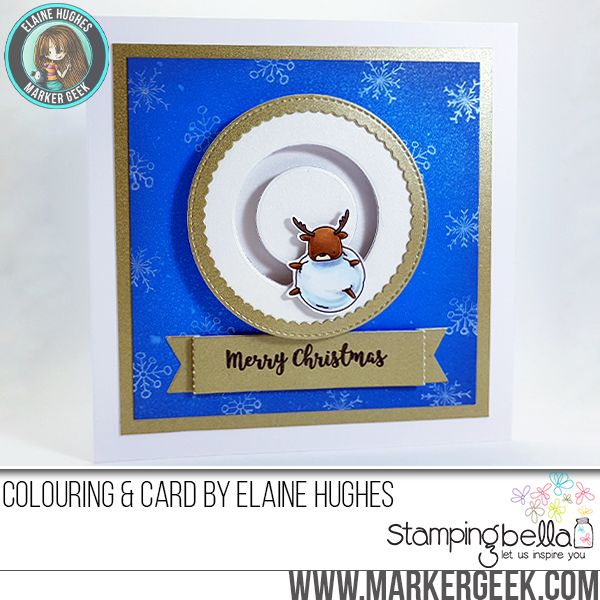www.stampingbella.com : Rubber stamp called LITTLE BITS WINTER TREE and DEERBALL card by Elaine Hughes