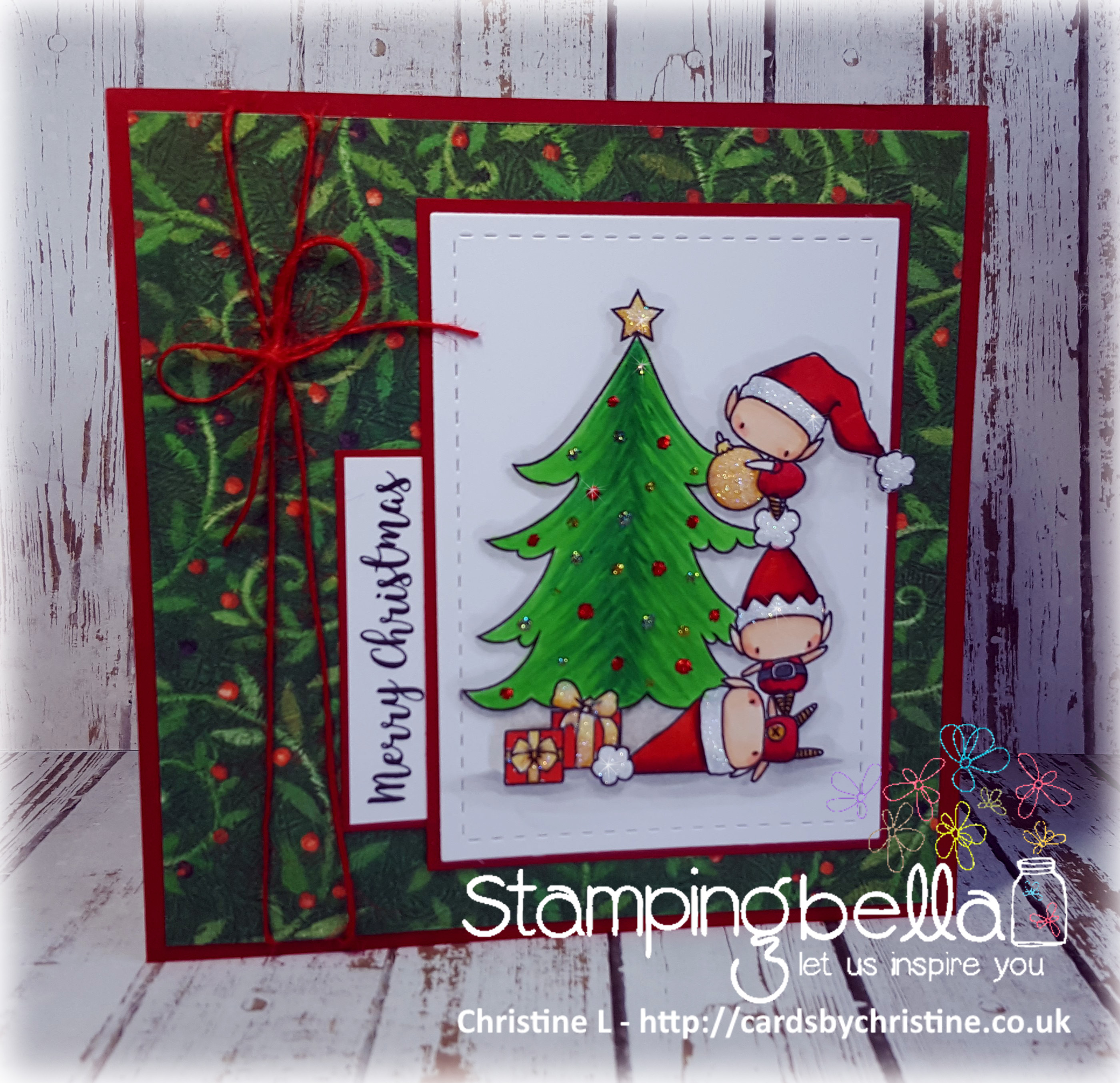 Stamping Bella WINTER/CHRISTMAS 2017 RELEASE: RUBBER STAMP USED: The LITTLES TRIMMING the TREE, card by Christine Levison
