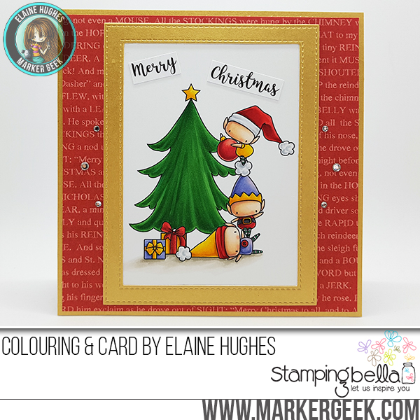 Stamping Bella WINTER/CHRISTMAS 2017 RELEASE: RUBBER STAMP USED: The LITTLES TRIMMING the TREE, card by Elaine Hughes