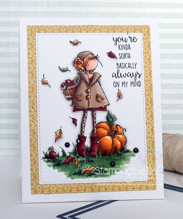 stamping bella rubber stamps: tiny townie FAYE loves fall, card by Michele Boyer