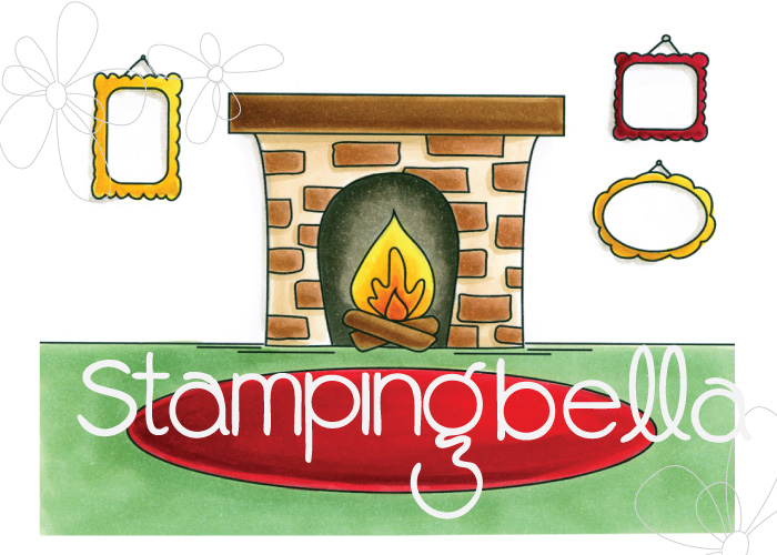 STAMPING BELLA RUBBER STAMP: FIREPLACE BACKDROP