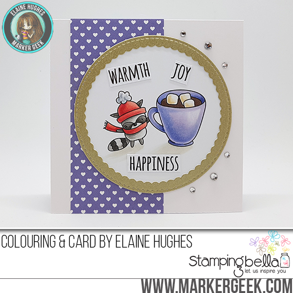 Stamping Bella WINTER/CHRISTMAS 2017 RELEASE: RUBBER STAMP USED: MISTER RACCOON loves HOT CHOCOLATE, card by Elaine Hughes
