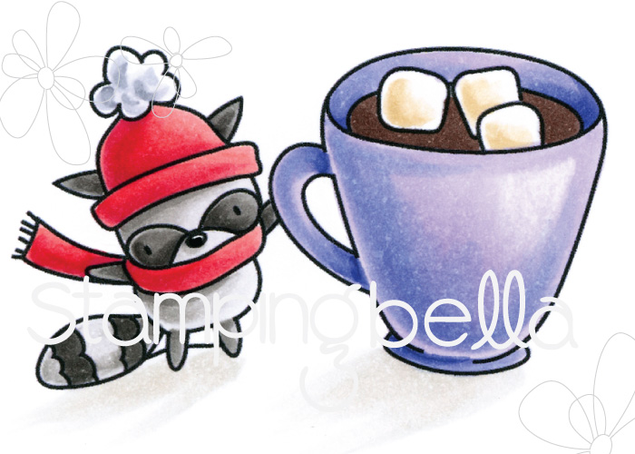 Stamping Bella WINTER/CHRISTMAS 2017 RELEASE: RUBBER STAMP MISTER RACCOON loves HOT CHOCOLATE