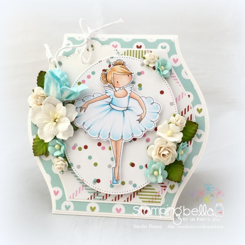 www.stampingbella.com : Rubber stamp called TINY TOWNIE NATALIE and the NUTCRACKER card by Sandie Dunne