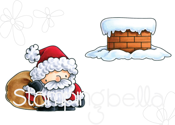 Stamping Bella Rubber stamp: LITTLE BITS SANTA and his CHIMNEY