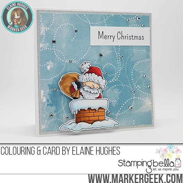 Stamping Bella Rubber stamp: LITTLE BITS ANTA AND HIS CHIMNEY card by Elaine Hughes