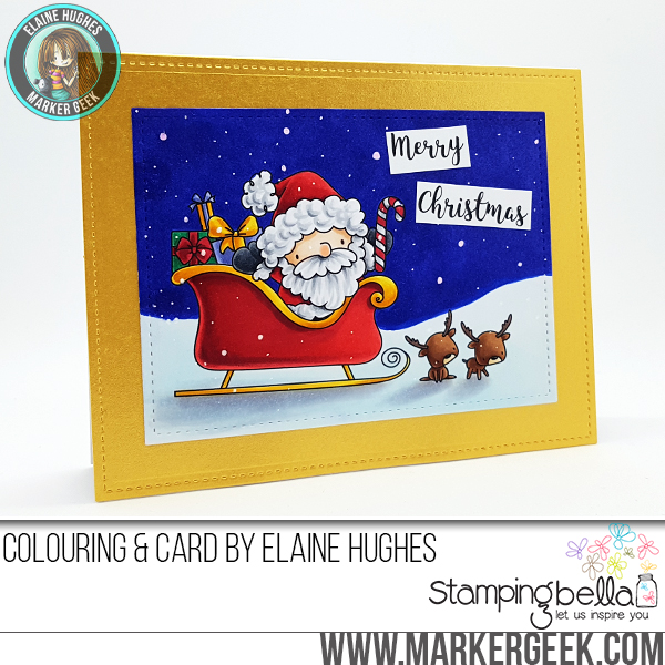 Stamping Bella Rubber stamp: THE LITTLES SANTA AND HIS REINDEER CARD BY Elaine Hughes