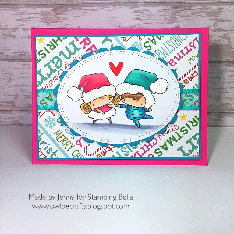 STAMPING BELLA HOLIDAY 2017 RELEASE: RUBBER STAMPS USED: LITTLE BITS SANTA KIDS AND PETS SET, CARD BY JENNY BORDEAUX