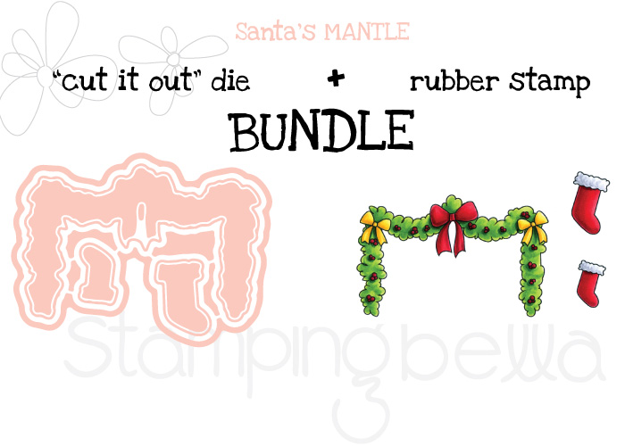 STAMPING BELLA RUBBER STAMP BUNDLE: LITTLE BITS SANTAS MANTLE
