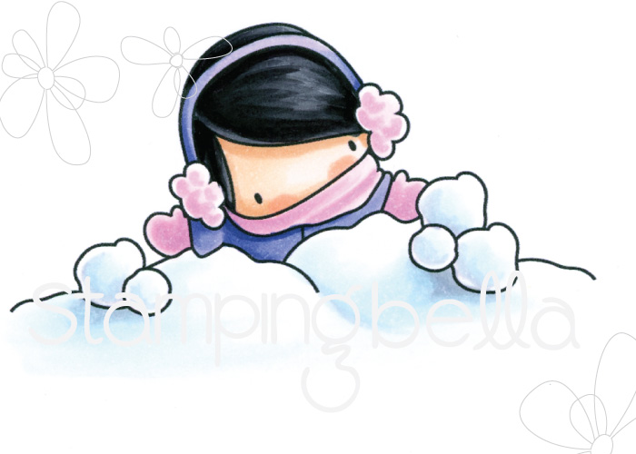 www.stampingbella.com : Rubber stamp called THE LITTLES SNOWBALL GIRL