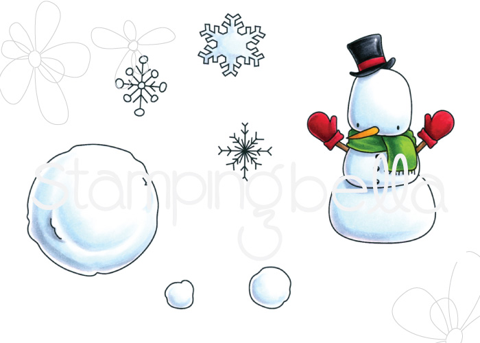www.stampingbella.com : Rubber stamp called LITTLE BITS SNOWMAN SET