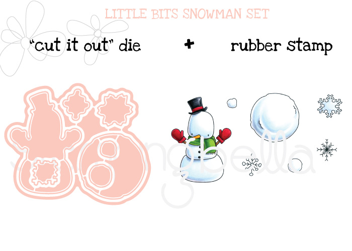 www.stampingbella.com : BUNDLE called LITTLE BITS SNOWMAN SET