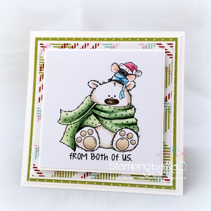 Stamping Bella WINTER/CHRISTMAS 2017 RELEASE: RUBBER STAMP USED:POLAR BEAR and MOUSIE, card by Sandie Dunne