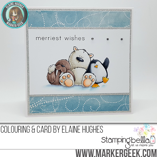 Stamping Bella RUBBER STAMPS: Stamps used: THE WALRUS, the POLAR BEAR and the PENGUIN STUFFIES. Card by Elaine Hughes