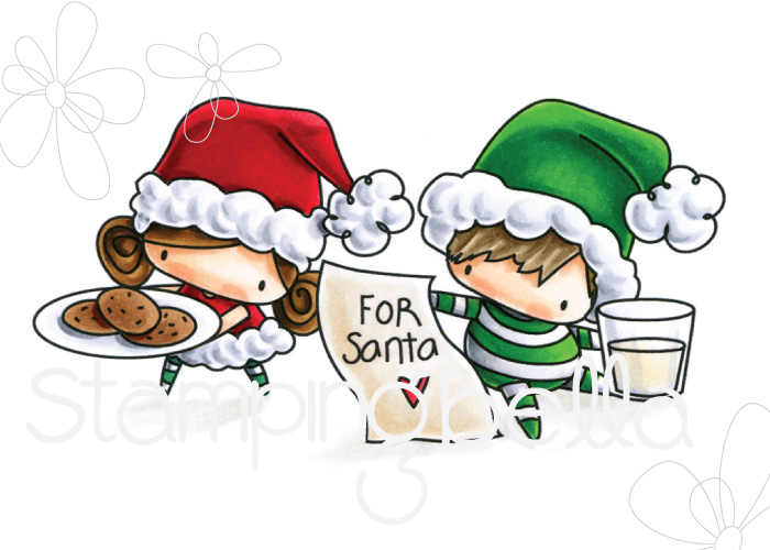 STAMPING BELLA RUBBER STAMP: THE LITTLES WAITING FOR SANTA