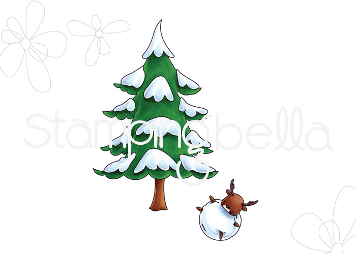 Stamping bella rubber stamps LITTLE BITS WINTER TREE and DEERBALL