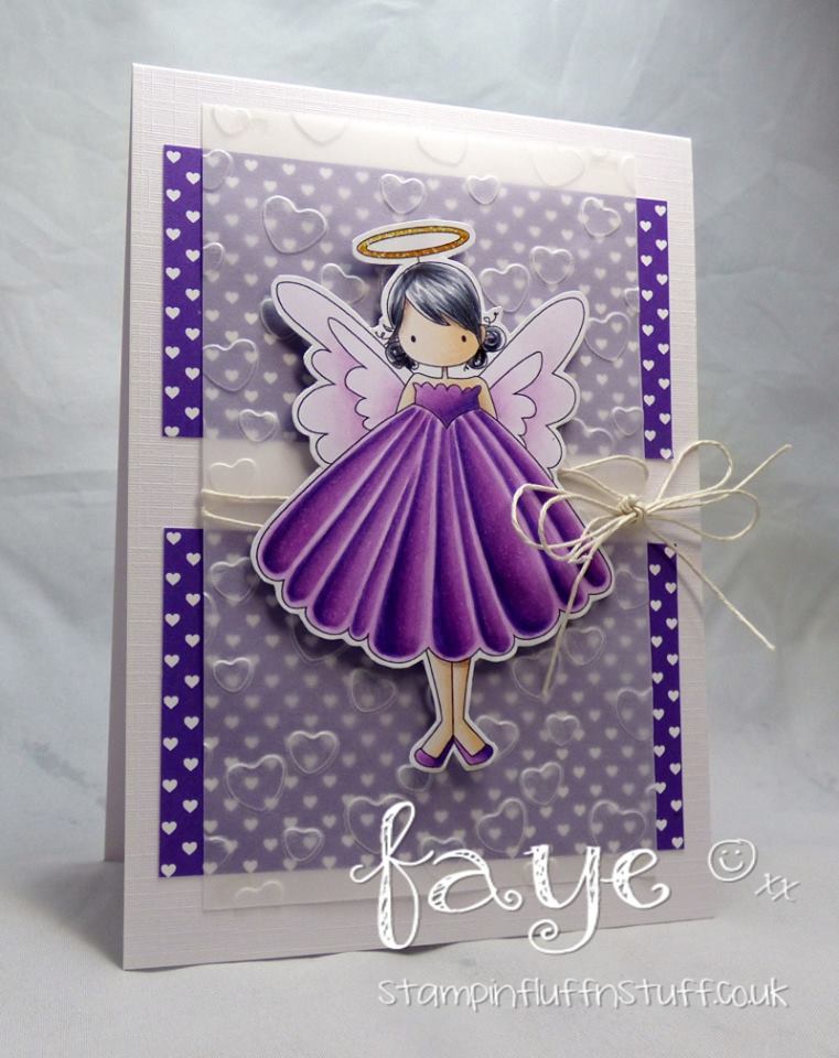 www.stampingbella.com:  rubber stamp used: TINY TOWNIE ANNIE the ANGEL, card made by FAYE WYNN JONES
