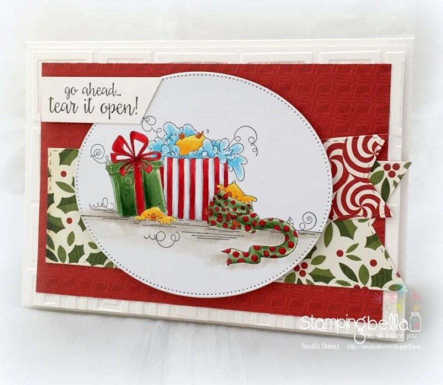 www.stampingbella.com: RUBBER STAMP USED : CHRISTMAS MORNING CHICKS, card by SANDIE DUNNE