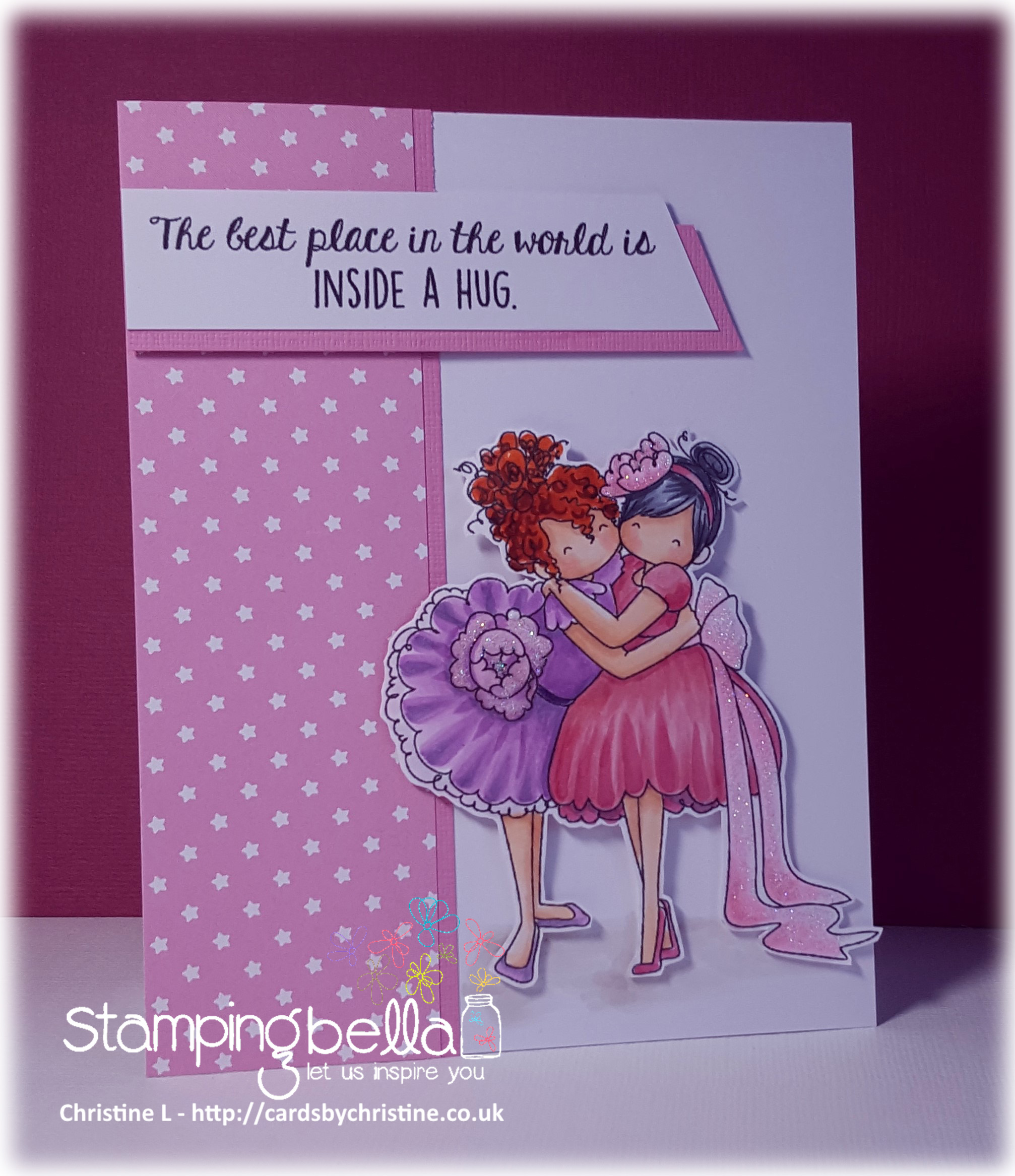 www.stampingbella.com: RUBBER STAMP USED : TINY TOWNIE HUGGY FRIENDS, card made by CHRISTINE LEVISON