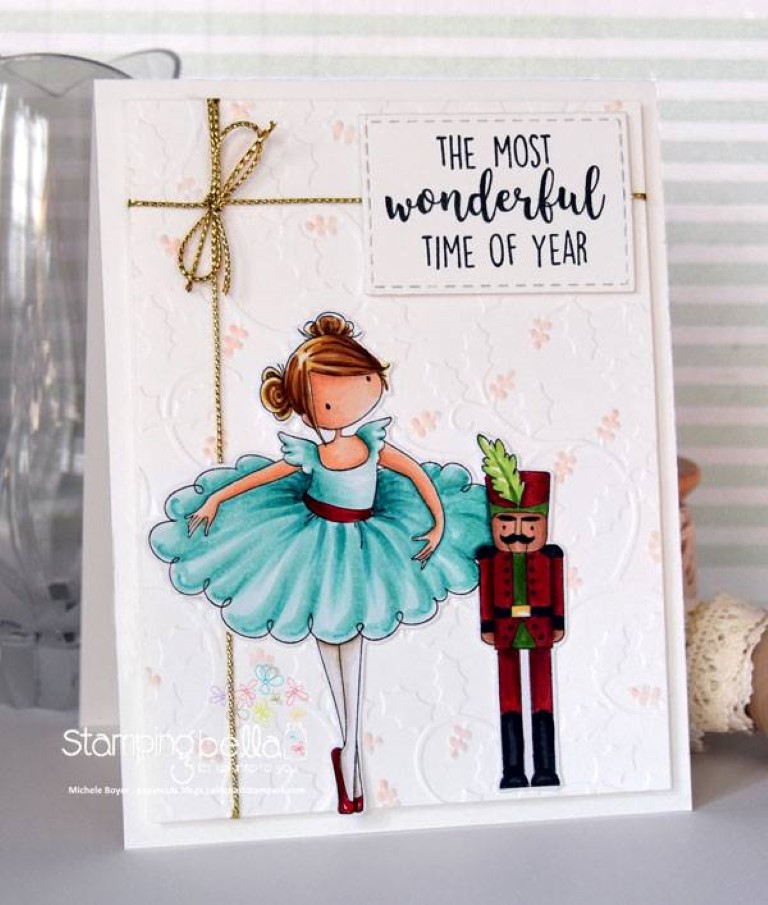 www.stampingbella.com: RUBBER STAMP USED : TINY TOWNIE NATALIE and the NUTCRACKER card by Michele Boyer