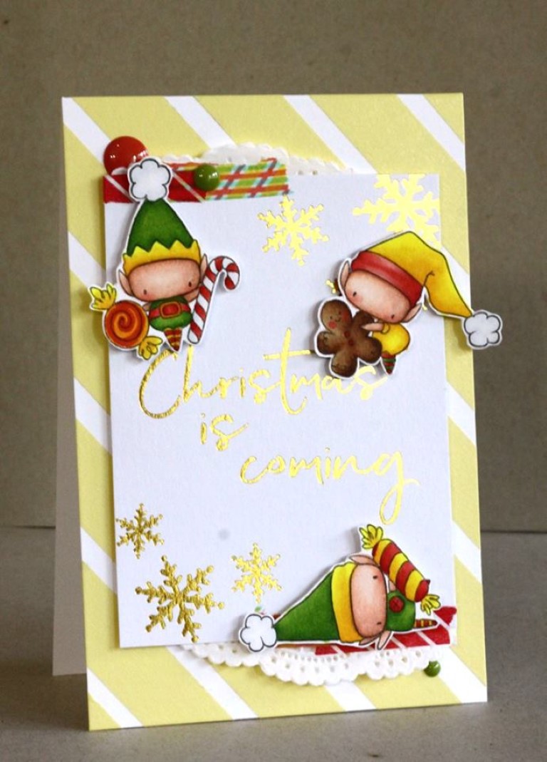 www.stampingbella.com: RUBBER STAMP USED :LITTLE BITS SET OF ELVES, card by AKICE WERTZ