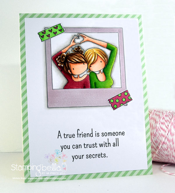 www.stampingbella.com- RUBBER STAMP USED: SNAPSHOTS I HEART YOU, card made by Michele Boyer