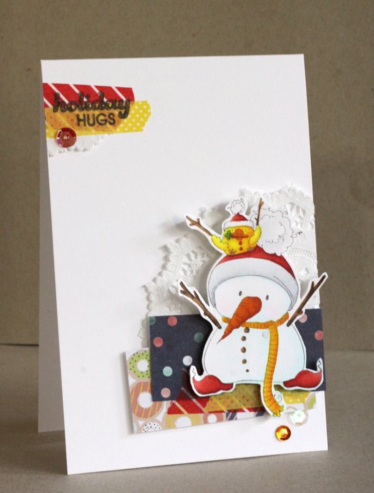 www.stampingbella.com: Rubber stamp used: SNOWMAN with a CHICK on TOP card made by Alice Wertz