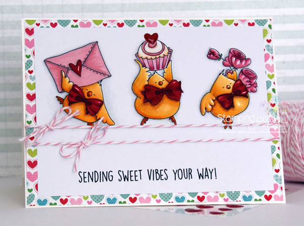 www.stampingbella.com: RUBBER STAMP USED : VALENTINE CHICKS, card made by MICHELE BOYER