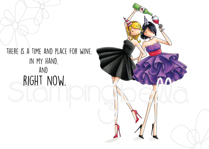 www.stampingbella.com: RUBBER STAMPS : UPTOWN GIRLS WHITNEY and WENDY love WINE