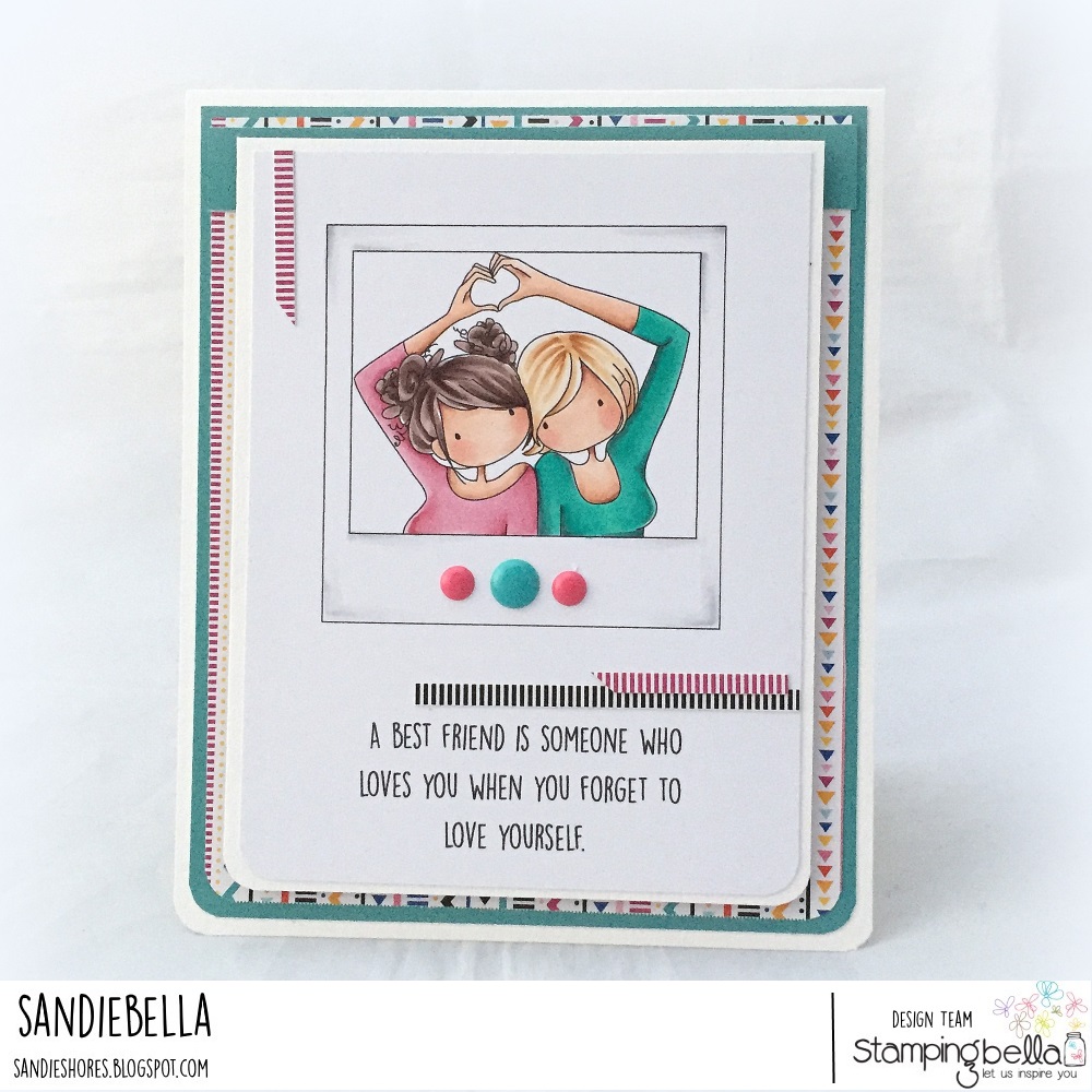www.stampingbella.com- RUBBER STAMP USED: SNAPSHOTS I HEART YOU, card made by Sandie Dunne
