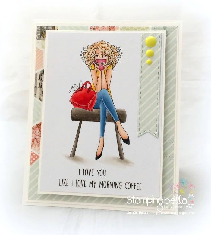 www.stampingbella.com: Rubber stamp used: DONTTALKTOMEBEFOREMYCOFFEEABELLA, card created by SANDIE DUNNE