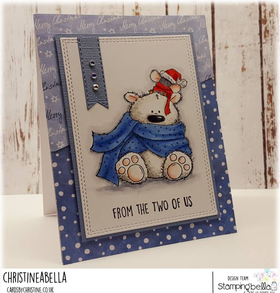 www.stampingbella.com: Rubber stamp used: POLAR BEAR AND MOUSIE, card created by Christine Levison