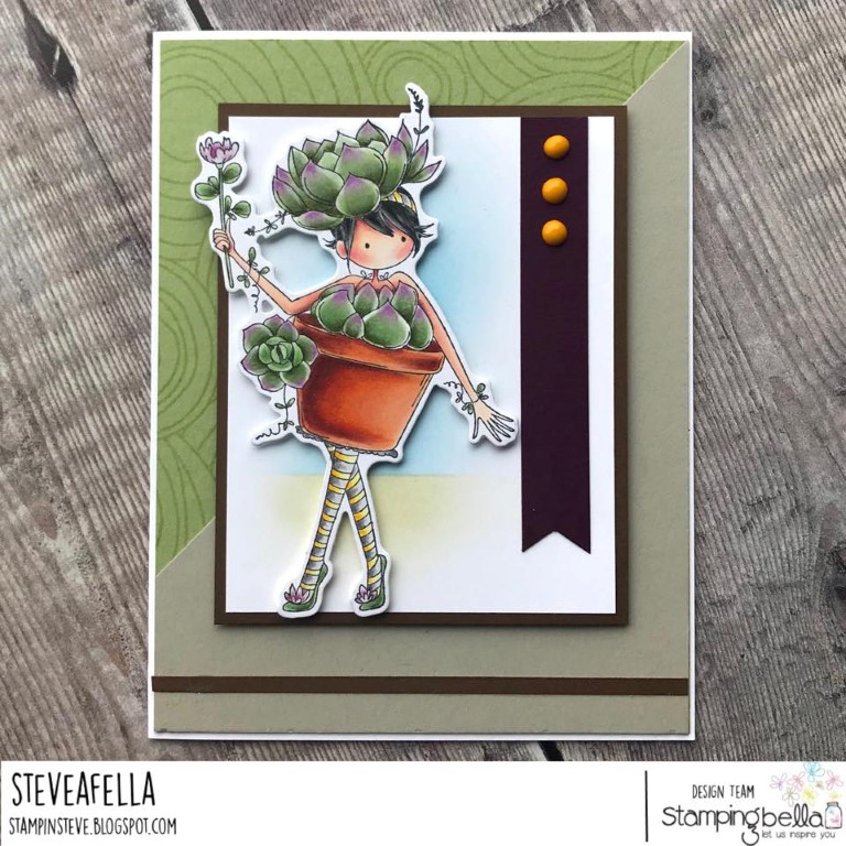 www.stampingbella.com: Rubber stamp used:TINY TOWNIE SUSIE the SUCCULENT, card created by Stephen Kropf