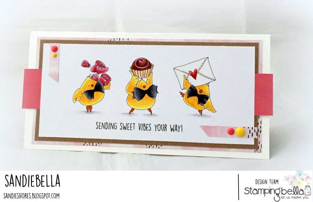  www.stampingbella.com: RUBBER STAMP USED : VALENTINE CHICKS, card made by Sandie Dunne
